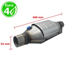 Catalizador universal rectangular euro 4 gasolina / diesel con sonda boca 53mm diametro x 400mm longitud