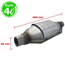 Catalizador universal rectangular euro 4 gasolina / diesel sin sonda boca 48mm diametro x 400mm longitud