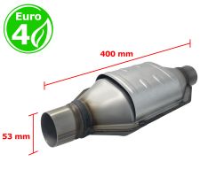Catalizador universal rectangular euro 4 gasolina / diesel sin sonda boca 53mm diametro x 400mm longitud