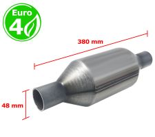 Catalizador universal redondo euro 4 gasolina / diesel sin sonda boca 48mm diametro x 380mm longitud
