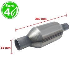 Catalizador universal redondo euro 4 gasolina / diesel sin sonda boca 53mm diametro x 380mm longitud