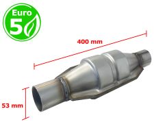 Catalizador universal redondo euro 5 gasolina / diesel sin sonda boca 53mm diametro x 400mm longitud