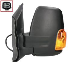 Espejo retrovisor Ford Transit 2014-2019 brazo corto / electrico / termico / abatible electricamente / piloto intermitente ambar (w16w) / izquierdo