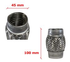 Tubo de escape flexible 45mm diametro x 100mm longitud
