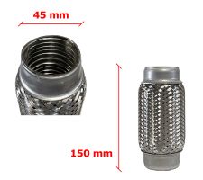 Tubo de escape flexible 45mm diametro x 150mm longitud