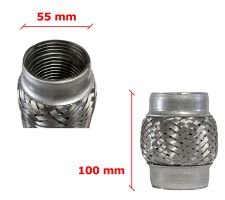 Tubo de escape flexible 55mm diametro x 100mm longitud