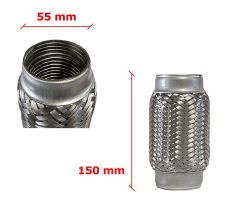 Tubo de escape flexible 55mm diametro x 150mm longitud