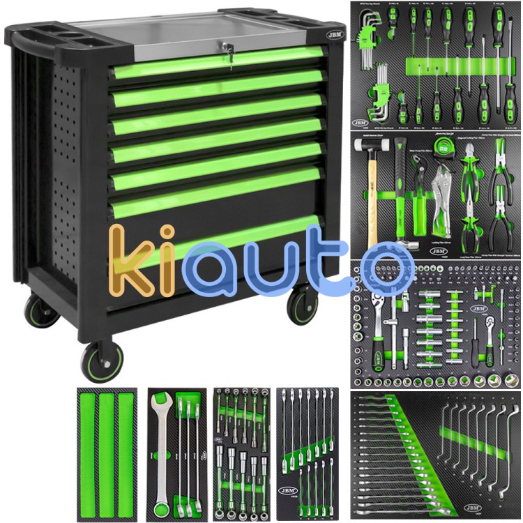 Carro de herramientas xl 7 cajones - verde