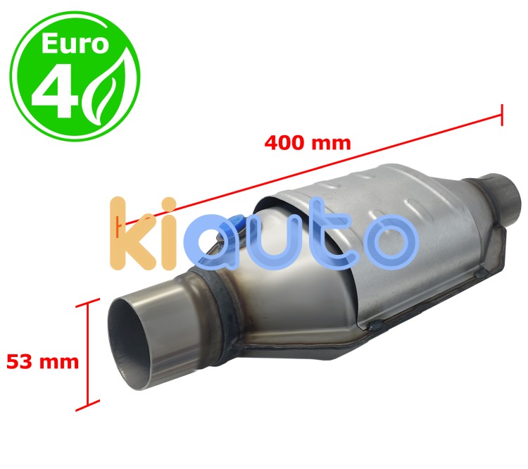 Catalizador universal rectangular euro 4 gasolina / diesel con sonda boca 53mm diametro x 400mm longitud