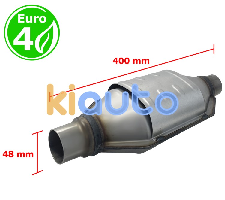 Catalizador universal rectangular euro 4 gasolina / diesel sin sonda boca 48mm diametro x 400mm longitud