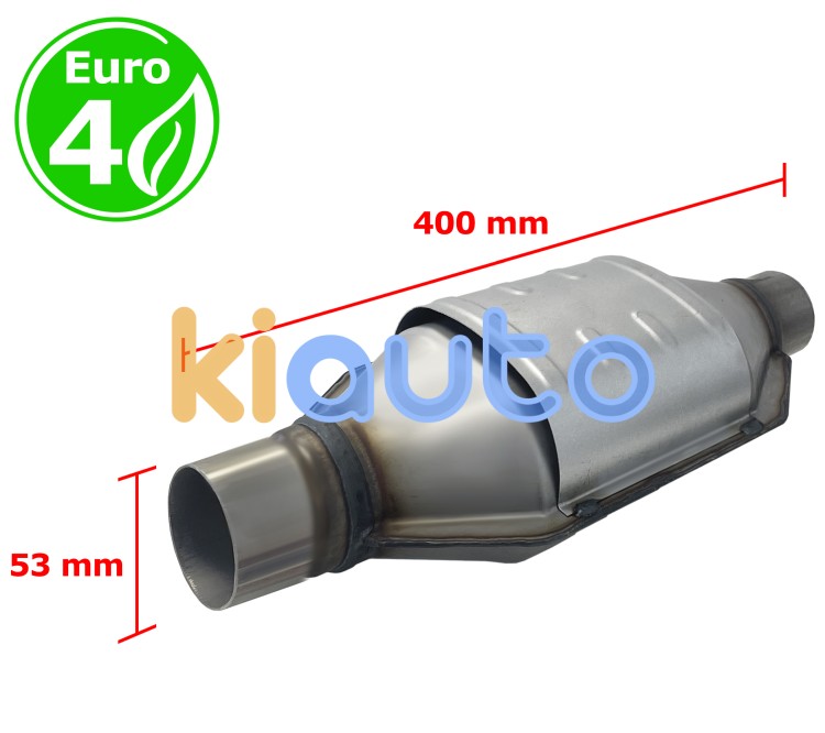 Catalizador universal rectangular euro 4 gasolina / diesel sin sonda boca 53mm diametro x 400mm longitud