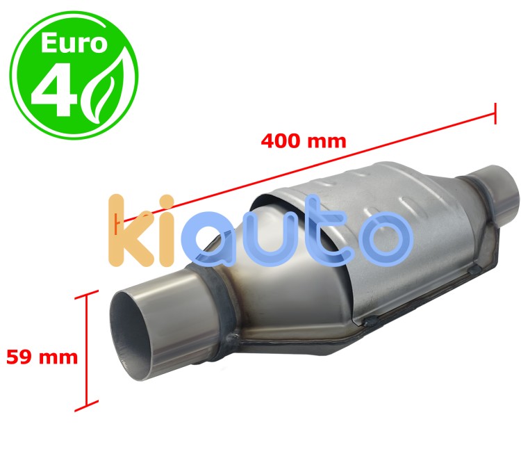 Catalizador universal rectangular euro 4 gasolina / diesel sin sonda boca 59mm diametro x 400mm longitud