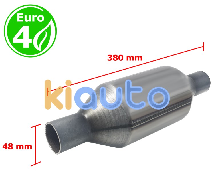 Catalizador universal redondo euro 4 gasolina / diesel sin sonda boca 48mm diametro x 380mm longitud