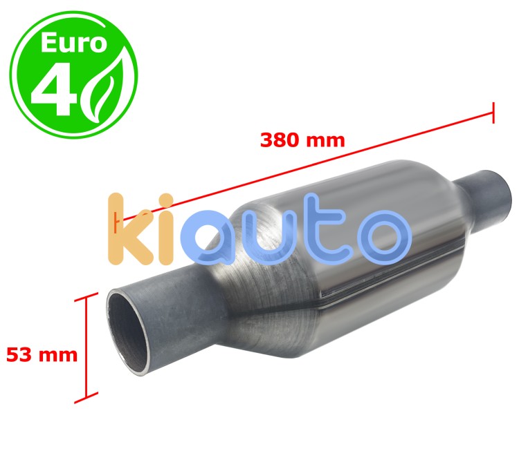 Catalizador universal redondo euro 4 gasolina / diesel sin sonda boca 53mm diametro x 380mm longitud