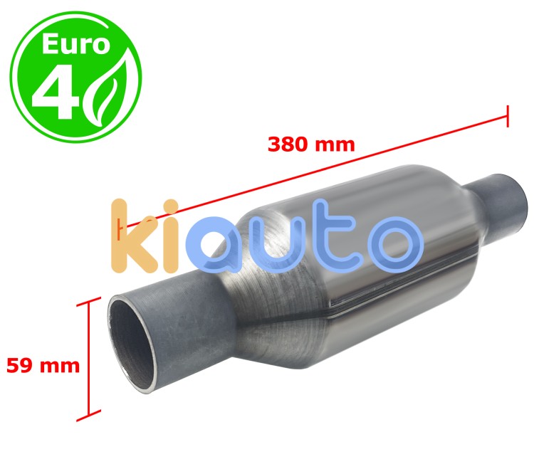 Catalizador universal redondo euro 4 gasolina / diesel sin sonda boca 59mm diametro x 380mm longitud