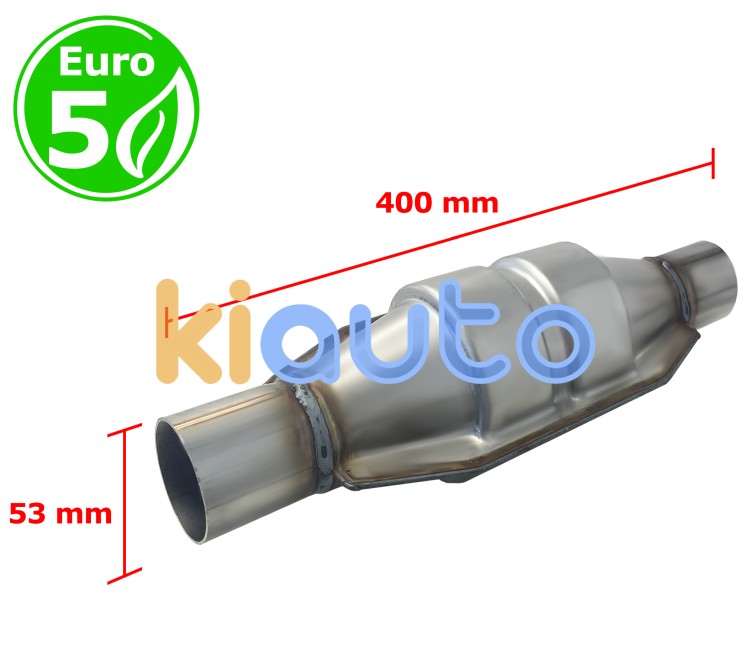 Catalizador universal redondo euro 5 gasolina / diesel sin sonda boca 53mm diametro x 400mm longitud