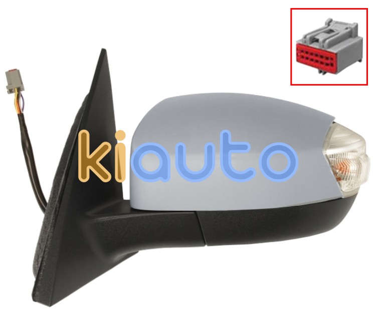 Espejo retrovisor ford s-max 2010-2015 conector 12 pins / electrico / termico / piloto intermitente / luz cortesia / abatible electricamente / imprimado / izquierdo OE 1405053 / 6M2117683AGA / 1405073