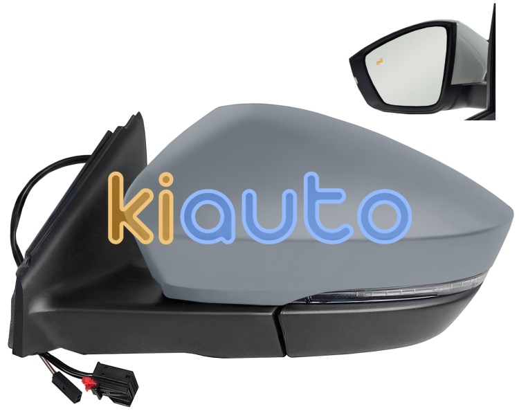 Espejo retrovisor skoda karoq 2017-2019 electrico / termico / piloto intermitente / luz cortesia / abatible electricamente / memoria / side assist / imprimado / izquierdo OE 565857537AGRU / 565857521D / 3T0945291A