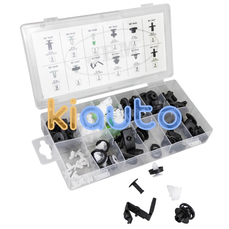 Estuche de clips plasticos volkswagen / seat / skoda para moldura / moldura de puerta /tapicería 79 clips