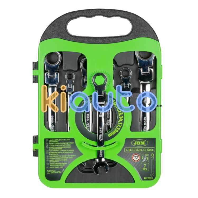 Kit llaves combinadas articuladas con trinquete 7 llaves