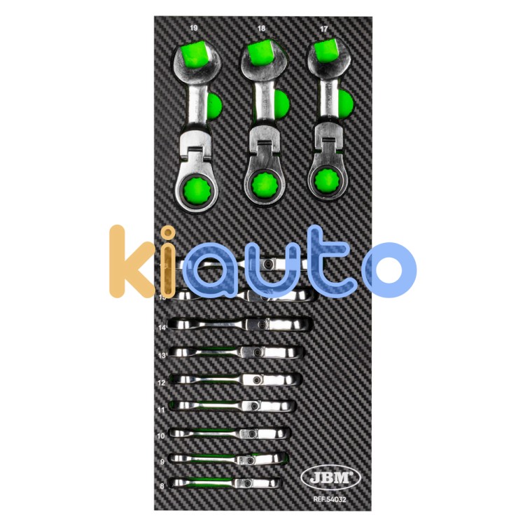Kit llaves combinadas articuladas con trinquete mini 12 llaves