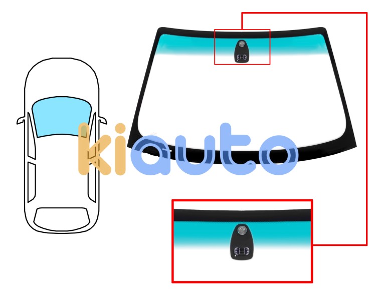 Parabrisas bmw serie 3 (e46) 1999-2003 coupe / cabrio / delantero / verde banda verde / con base espejo / con sensor Eurocode 2437AGNGNMV