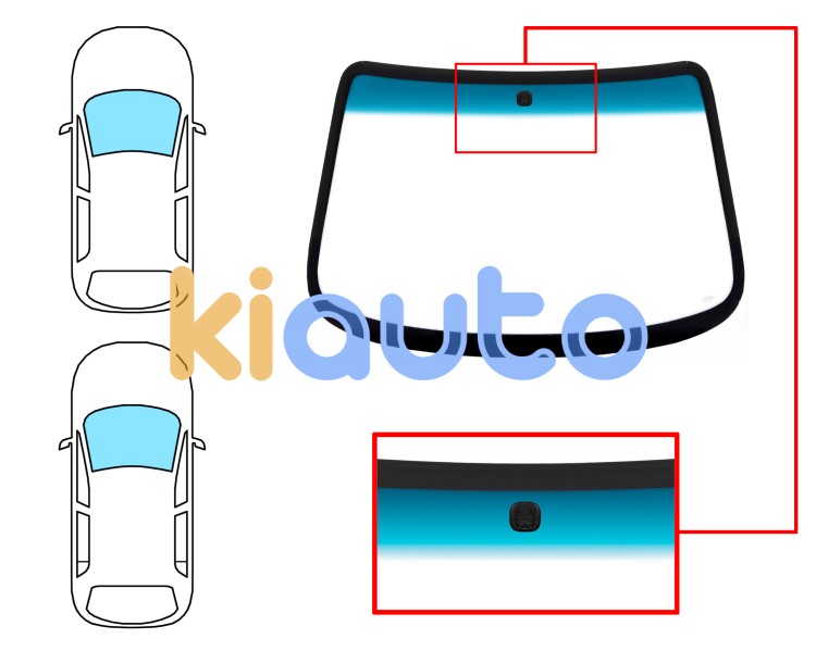Parabrisas chevrolet aveo 2005-2009 3/5 puertas / delantero / verde banda azul / con base espejo Eurocode 3014AGSBL