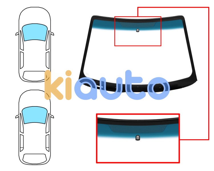 Parabrisas ford focus 2001-2005 3/4/5 puertas / familiar / delantero / verde banda azul / con base espejo / molduras premontadas Eurocode 3556AGSBLVW