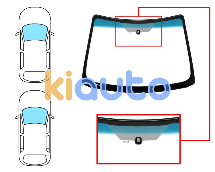 Parabrisas ford focus 2005-2008 3/4/5 puertas / familiar / cabrio / delantero / verde banda azul / con base espejo / serigrafiado / molduras premontadas Eurocode 3566AGSBLVW2R