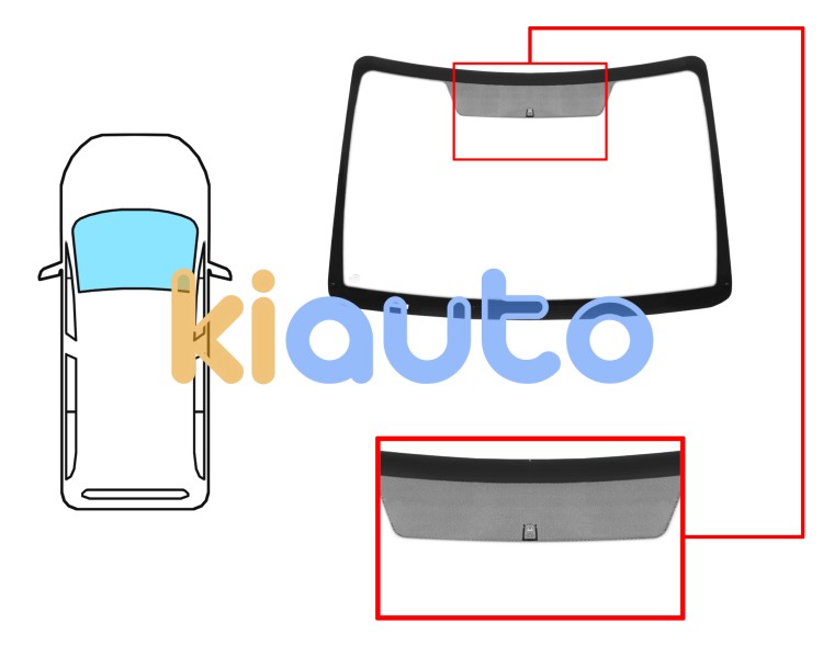 Parabrisas ford transit connect 2002-2006 delantero / verde / serigrafia estrecha / con base espejo Eurocode 3743AGSV1C