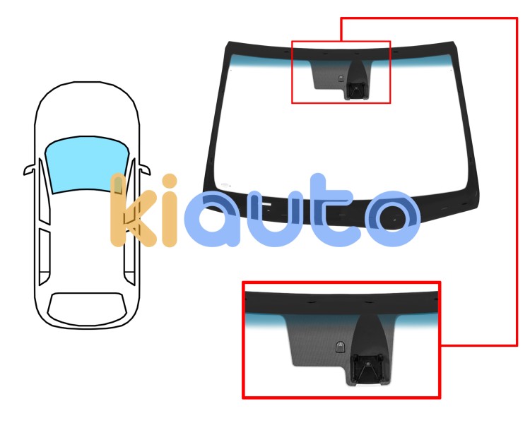 Parabrisas hyundai ioniq 2016-2021 delantero / verde banda azul / acustico / con base espejo / con soporte camara Eurocode 4163AGRBLCVW