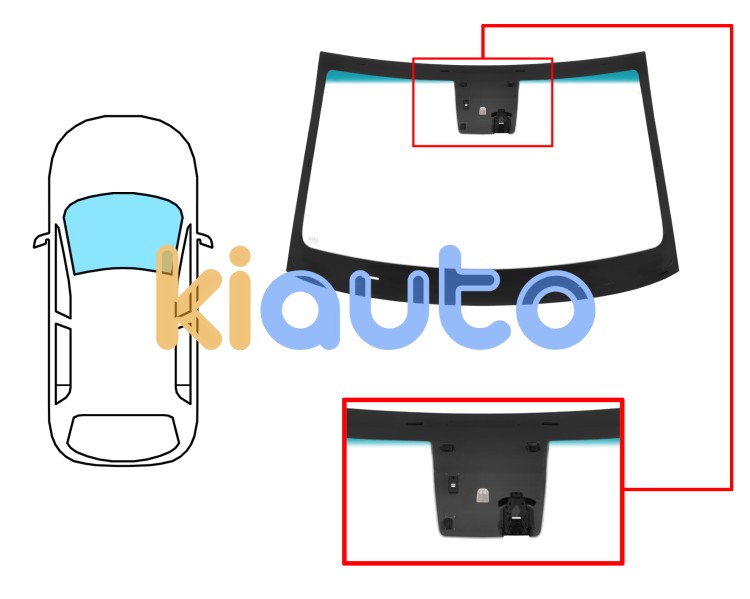 Parabrisas hyundai kona 2020-2023 delantero / verde banda azul / con base espejo / con sensor antivaho / con soporte camara Eurocode 4167AGSBLCIOV1G