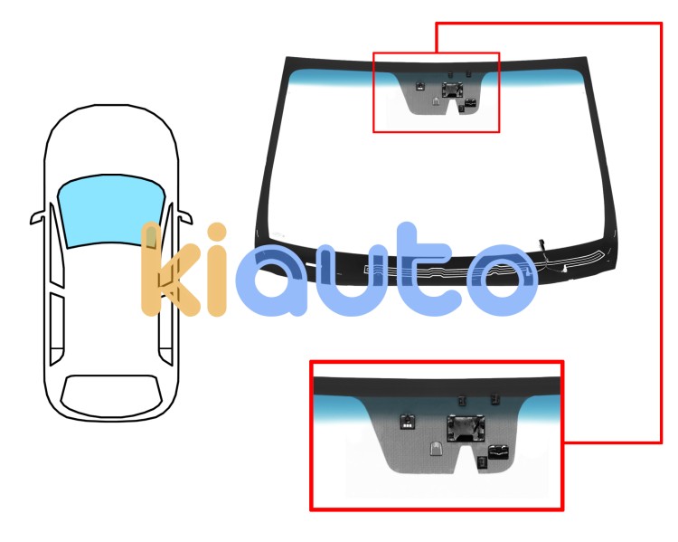Parabrisas hyundai santa fe 2016-2018 delantero / reflectante / banda azul / acustico / termico / con base espejo / con sensor / con sensor antivaho / con soporte camara Eurocode 4153AGCBLCHMO1Z