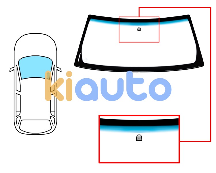 Parabrisas jeep cherokee 2005-2008 delantero / verde banda azul / con base espejo Eurocode AJ09AGSBLV