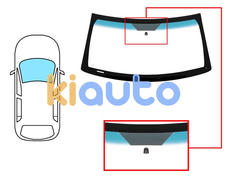 Parabrisas jeep grand cherokee 2005-2010 delantero / verde banda azul / con base espejo 20 cm del borde Eurocode AJ10AGSBLV