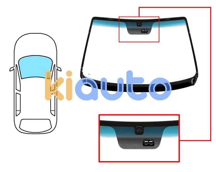 Parabrisas kia carens 2002-2006 delantero / verde banda azul / termico / con base espejo / con sensor Eurocode 4419AGNBLHM1B