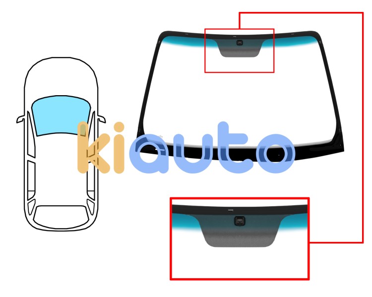 Parabrisas kia carens 2006-2013 delantero / verde banda azul / con base espejo Eurocode 4430AGNBLV