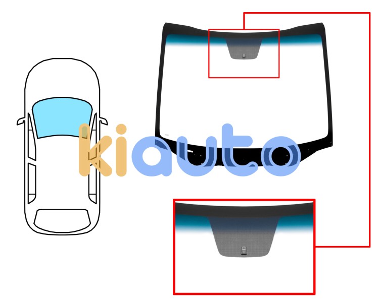 Parabrisas kia carens 2013-2016 delantero / verde banda azul / con base espejo Eurocode 4443AGNBLV