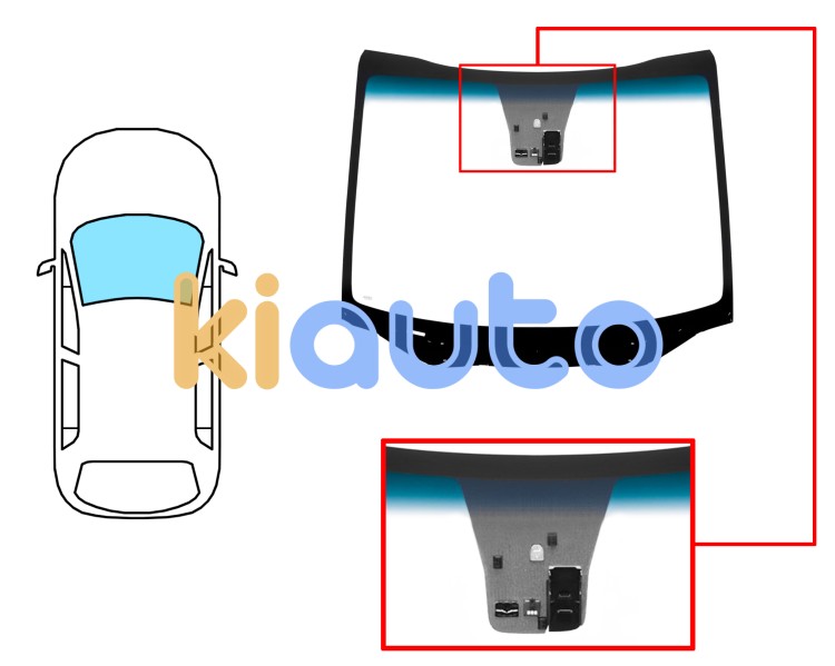 Parabrisas kia carens 2016-2019 delantero / verde banda azul / con base espejo / con sensor / con sensor antivaho / con soporte camara Eurocode 4443AGNBLCMOV