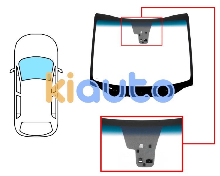 Parabrisas kia carens 2016-2019 delantero / verde banda azul / con base espejo / con sensor / con sensor antivaho Eurocode 4443AGNBLMOV