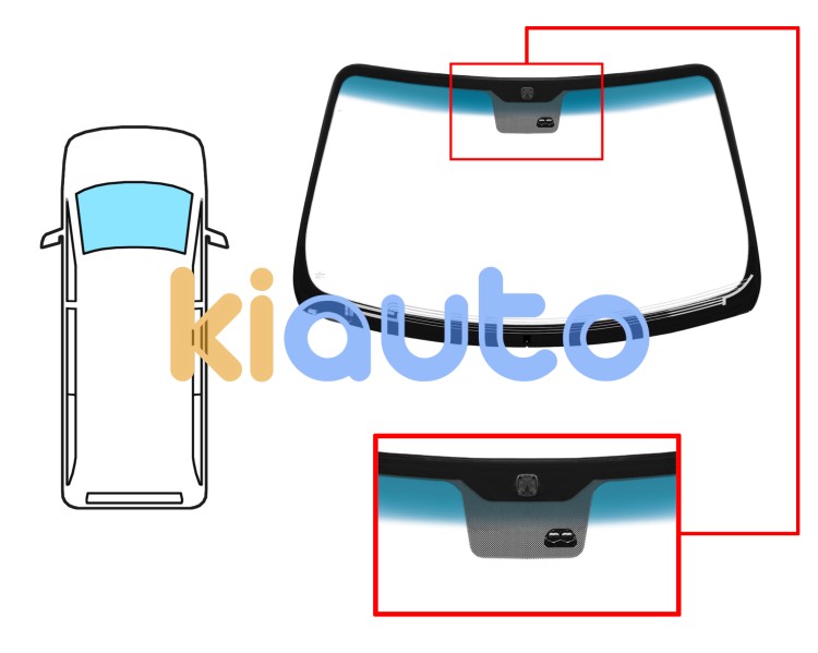 Parabrisas kia carnival 2001-2006 delantero / verde banda azul / termico / con base espejo / con sensor / molduras premontadas Eurocode 4408AGNBLHMW1B