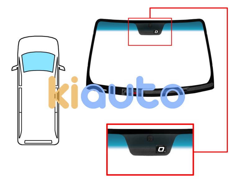 Parabrisas kia carnival 2006-2012 delantero / verde banda azul / termico / con base espejo / con sensor Eurocode 4429AGNBLHMV1B