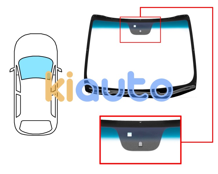 Parabrisas kia ceed 2012-2015 3 puertas / delantero / verde banda azul / con base espejo Eurocode 4444AGNBLPV