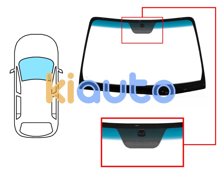Parabrisas kia magentis 2005-2010 delantero / verde banda azul / con base espejo Eurocode 4427AGNBL