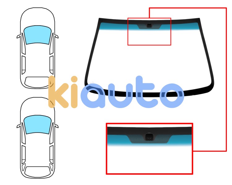 Parabrisas kia rio 2003-2006 4 puertas / familiar / delantero / verde banda azul / con base espejo Eurocode 4411AGNBLW