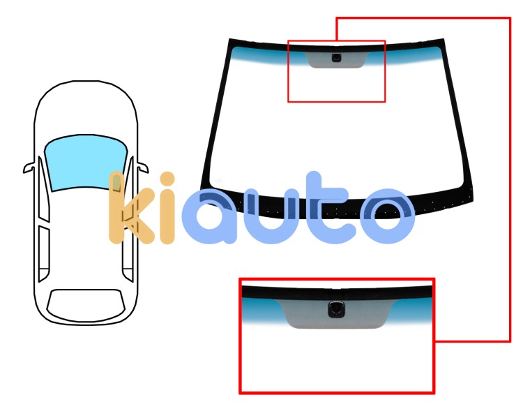 Parabrisas kia rio 2006-2011 4/5 puertas / delantero / verde banda azul / con base espejo Eurocode 4426AGSBL