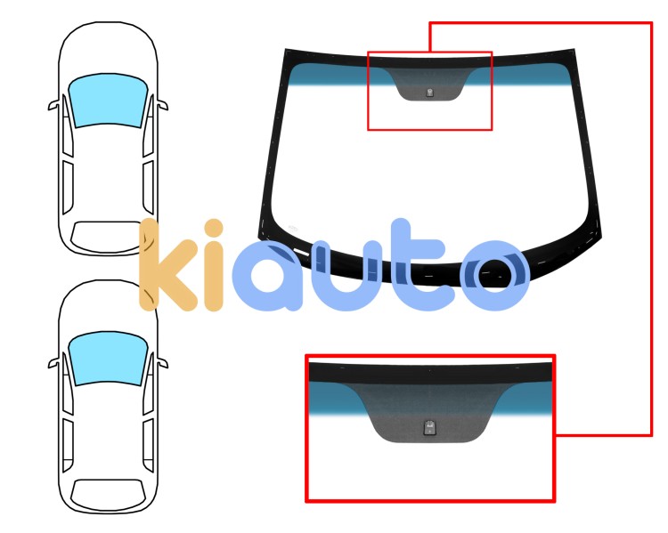 Parabrisas kia rio 2014-2017 3/4/5 puertas / delantero / verde banda azul / con base espejo Eurocode 4440AGSBLV
