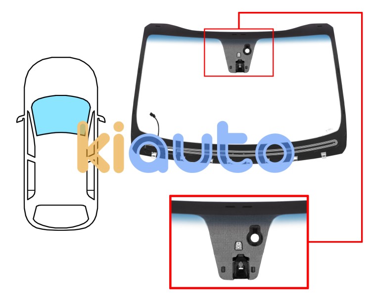 Parabrisas kia sorento 2015-2017 delantero / verde banda azul / termico / con base espejo / con sensor / con soporte camara / molduras premontadas Eurocode 4446AGNBLCHMVW