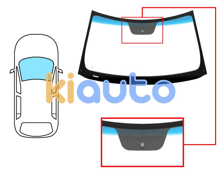 Parabrisas kia soul 2011-2013 delantero / verde banda azul / con base espejo Eurocode 4434AGNBL