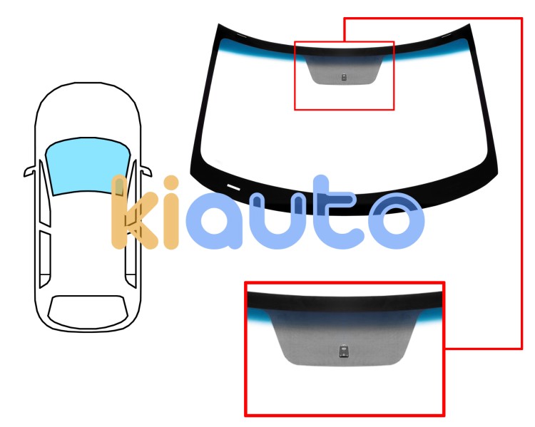 Parabrisas kia soul 2013-2016 delantero / verde banda azul / con base espejo Eurocode 4445AGSBLV